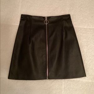 Faux Leather Skirt with Front Zipper by Forever 21 cute